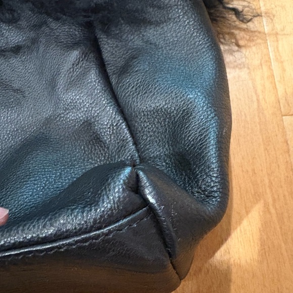 Aqua Madonna lambskin leather bag purse fur trim black - Picture 8 of 9